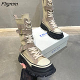 Fligmm Autumn Women Boots Thick Bottom Women Short nubuck leather Boots Non-Slip Sneakers Women Boots Wind Motorcycle Boots 0410