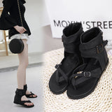 Fligmm New Heightened Women's Shoes With High Toes, High Heels, Retro Roman Shoes, Toe Flat-Soled Sandals In Summer