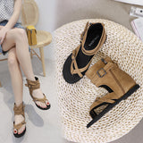 Fligmm New Heightened Women's Shoes With High Toes, High Heels, Retro Roman Shoes, Toe Flat-Soled Sandals In Summer