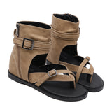 Fligmm New Heightened Women's Shoes With High Toes, High Heels, Retro Roman Shoes, Toe Flat-Soled Sandals In Summer