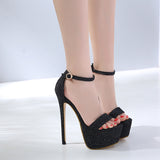 Fligmm 46 High Heels, Bed, Sex Appeal Shoes, Nightclub, Sexy Model, Super High Heel, Waterproof Platform, Large Size With Sandals