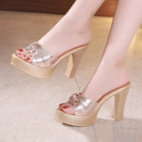 Fligmm Women With High-Heeled Sandals 2024 New Fashionable Outfits With Thick Heels And Thick Soles Small Size 3233 Open-Toed Sandals And Slippers