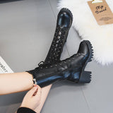 Fligmm Boots 2024 Summer Single Boots Thin Thick Soles Heightened Tie Short Boots All Kinds Of Medium-Wheeled Locomotive Boots Retro