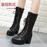 Fligmm Boots 2024 Summer Single Boots Thin Thick Soles Heightened Tie Short Boots All Kinds Of Medium-Wheeled Locomotive Boots Retro