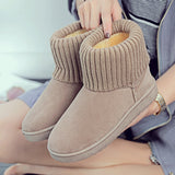 Fligmm Winter New Flat-Bottomed Woolen Mouth Snow Boots Women's Cotton Shoes Comfortable Short Tube Velvet Pregnant Women's Anti-Skid Shoes