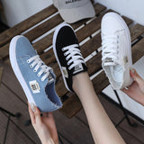 Fligmm Canvas Shoes Women's Shoes Autumn 2024 New Round Head Shallow Mouth Student Single Shoes Korean Version Of Small White Shoes