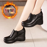 Fligmm Women's Shoes With Velvet, Thick Soles, Waterproof Table, Deep Slope Heels, Simple, Fashionable Overshoes, High Heels.