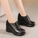 Fligmm New Mother Shoes And Women's Soft Soles Are Comfortable For Middle-Aged And Elderly People, Thick-Soled Muffin Shoes, Autumn And Winter Large Slope Heels