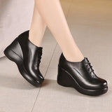 Fligmm New Mother Shoes And Women's Soft Soles Are Comfortable For Middle-Aged And Elderly People, Thick-Soled Muffin Shoes, Autumn And Winter Large Slope Heels