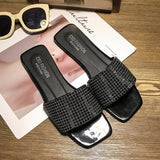 Fligmm Women Wear Summer 2024 New Fashion Flat-Bottomed Korean Version Of Online Celebrity Water Drill One Word Cool Drag