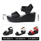 Fligmm Summer New Thick-Soled Sandals Women's 6Cm Slope Heel Sandals Middle Heel Waterproof Table Large Size Comfortable Muffin Fishmouth Shoes