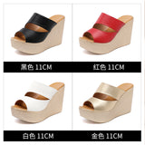 Fligmm Super High Heel Slippers Women's Muffin Thick Soles Waterproof Table Fashionable Small Size 32-33 Slope Heel Sandals Women