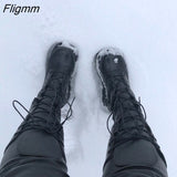 Fligmm Big Size 35-43 Brand Design Ladies High Platform Boots Fashion Zip High Heels Boots Women 2023 Wedges Shoes Woman 0410