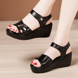 Fligmm Summer New Soft Heel Sandals Women's Muffin Thick-Soled Waterproof Platform Heels Large Size 41-43 Women's Shoes