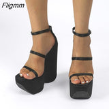 Fligmm New Ladies High Platform Summer Sandals Fashion Buckle Wedges High Heels women's Sandals Party Wedding Sexy Shoes Woman 0410