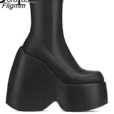 Fligmm Brand New Ladies High Platform Boots Fashion Wedges High Heels Women's Boots Party Sexy Thick Bottom Shoes Woman 0410