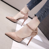 Fligmm Heels For Women In 2024 Spring And Summer New Pointed Shallow Mouth Hollowed-Out Bow Tie Ladies' Single Shoes