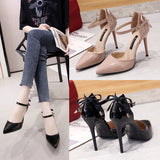 Fligmm Heels For Women In 2024 Spring And Summer New Pointed Shallow Mouth Hollowed-Out Bow Tie Ladies' Single Shoes