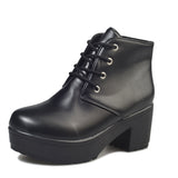 Fligmm Size 35-41 Short Boots Round Head Black And White Thick-Heeled High-Heeled Cos Martin Boots In Spring And Autumn