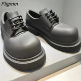 Fligmm Platform Women Loafers Fashion Round Toe Chunky Retro Flat Shoes Female Slip on Casual Women Low Top Thick Sole Single Shoe 0410