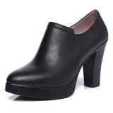 Fligmm Mouth Black Single Shoes Women's 2024 Autumn New Style Thick Heels Large Size 40-43 High Heels