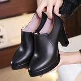 Fligmm Mouth Black Single Shoes Women's 2024 Autumn New Style Thick Heels Large Size 40-43 High Heels