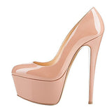 Fligmm Round Head Waterproof Table Super High Heels Large Size Single Shoes Sexy Platform Heels