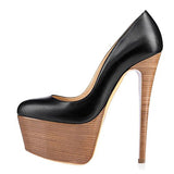 Fligmm Round Head Waterproof Table Super High Heels Large Size Single Shoes Sexy Platform Heels