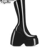 Fligmm Brand New Ladies High Platform Boots Fashion Wedges High Heels Women's Boots Party Sexy Thick Bottom Shoes Woman 0410