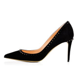 Fligmm Pointed Black Riveted High Heels Ladies White Apricot Lacquered Leather Wedding Shoes