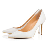 Fligmm Pointed Black Riveted High Heels Ladies White Apricot Lacquered Leather Wedding Shoes