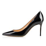 Fligmm Pointed Black Riveted High Heels Ladies White Apricot Lacquered Leather Wedding Shoes