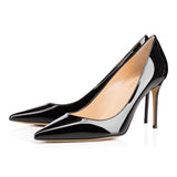 Fligmm Pointed Black Riveted High Heels Ladies White Apricot Lacquered Leather Wedding Shoes