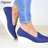 Fligmm New Women Casual Shoes Wedges Shoes Woman Sneakers Slip On Female Sneakers Hollow Breathable Zapatillas Mujer Ladies Shoes 0410