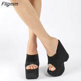 Fligmm New Ladies High Platform Summer Sandals Fashion Buckle Wedges High Heels women's Sandals Party Wedding Sexy Shoes Woman 0410