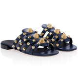 Fligmm Metal Riveted Decorative Flat Slippers, Large Size Sandals, Sandals, New Summer Style