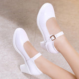 Fligmm Buckle, Thick Heel, Single Shoes, Round Head, Large Size Work Shoes, 2024 Cheongsam, Walking Show Shoes, Square Dance Shoes