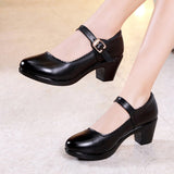 Fligmm Buckle, Thick Heel, Single Shoes, Round Head, Large Size Work Shoes, 2024 Cheongsam, Walking Show Shoes, Square Dance Shoes