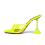 Fligmm style Transparent PVC Women Slippers Fashion Square toe Cup heeled Summer Female Mules Slides High heels Sandals Shoes