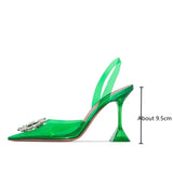 Fligmm Star style Green Blue Soft PVC Women Sandals Fashion Crystal Heeled Slingbacks Summer Shoes High heels Wedding Bride Shoes