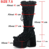 fligmm 43 Brand Goth Platform Chunky High Heels Fur Short Plush women's Boots Cosplay Winter Stylish Punk Snowboots Shoes Woman 0410