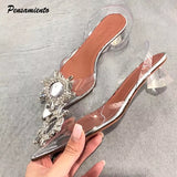 Fligmm Summer Women pumps Transparent Crystal Triangle heeled office lady Shoes High heels Party Wedding Shoes Woman Sandals 34-45