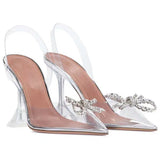 Fligmm Brand Transparent PVC Women Sandals Cup heeled Slingbacks Gladiator Sandals Crystal Bowknot Summer Office Lady Shoes