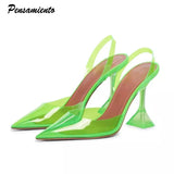 Fligmm size 34-45 Transparent PVC Women Pumps Fashion Cup Heeled Slingbacks Summer Jelly Shoes Elegant High heels Party Prom Shoes