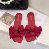 Fligmm Flat-Soled Slippers Women Wear 2024 Summer New Korean Version Of Bowknot Slippers