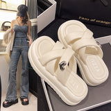 Fligmm Slippers For Women In The Summer Of 2024, The New Korean Version Of Small People With Thick Soles Are Tall And Comfortable Sandals.