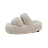 Fligmm Size Trendy Fashion Soft 7Cm Women Wearing Fur Slippers Flat Soles Drag The New Autumn Style Thicker