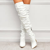 Fligmm Autumn And Winter Fashionable High-Heeled Boots, High-Legged Women's Boots, Folding And Stacking Knee Boots.