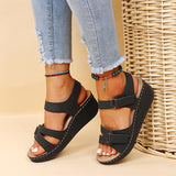 Fligmm Summer New Retro Women's Sandals Car Line Hole Shoes Large Round Head Slope Heel Comfort