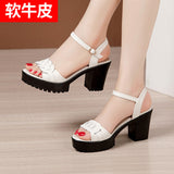 Fligmm With High-Heeled Sandals 2024 Summer New Thick-Soled Waterproof Platform Large-Size Fashion Open-Toe Sandals